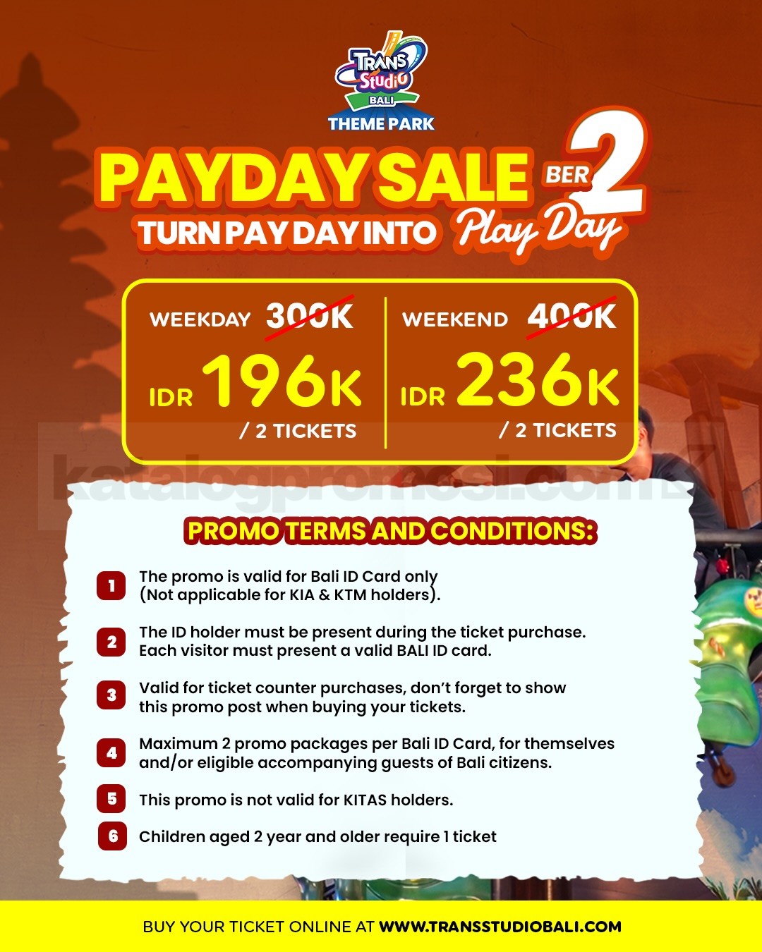 Promo Trans Studio Bali Payday Sale Ber2 Mulai Rp. 196.000 Promo Trans Studio Bali Payday Sale Ber2 Mulai Rp. 196.000 1