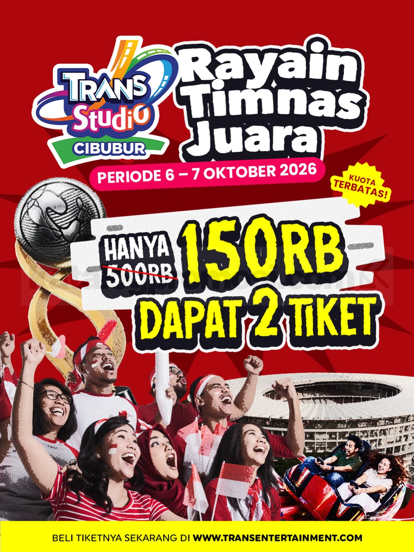 Promo Trans Studio Cibubur Rayakan Timnas Juara 2 Tiket Rp150.000 Promo Trans Studio Cibubur Rayakan Timnas Juara 2 tiket Rp150.000