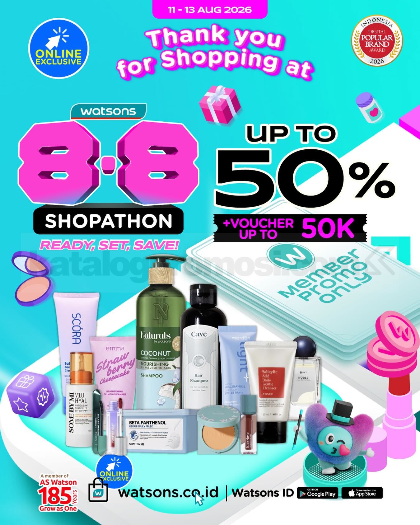 Promo Watsons 8.8 Shopathon Diskon hingga 50%