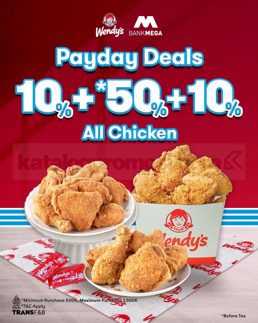 Promo Wendy's Bank Mega Payday Deals Diskon Spesial Promo Wendy's Bank Mega Payday Deals diskon spesial 30–31 Oktober 2026 untuk menu ayam dan seluruh produk.