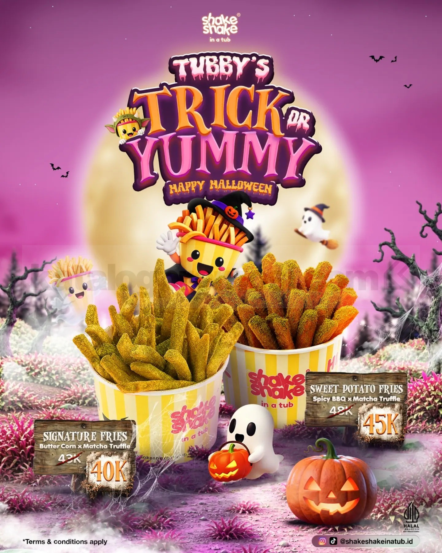 Promo Shake Shake in a Tub Tubby’s Trick or Yummy Special Price Rp40.000 Promo Shake Shake in a Tub Tubby’s Trick or Yummy Special Price Rp40.000 dengan pilihan fries spesial