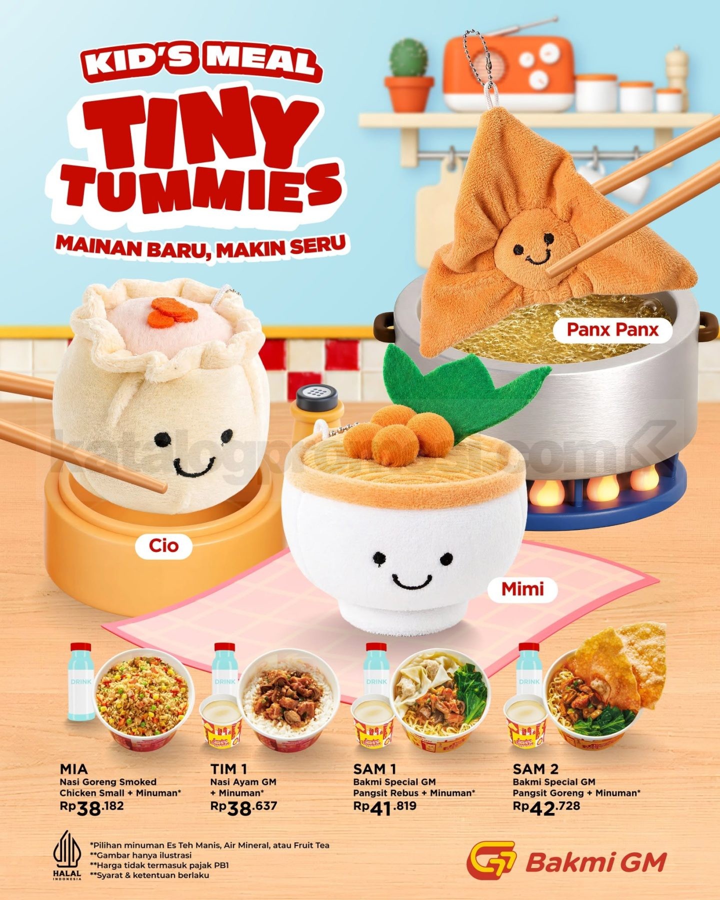 Promo Bakmi GM Kids Meal Tiny Tummies Squad Gratis Hadiah Promo Bakmi GM Kids Meal Tiny Tummies Squad gratis hadiah karakter Mimi, Cio, dan Panx Panx.