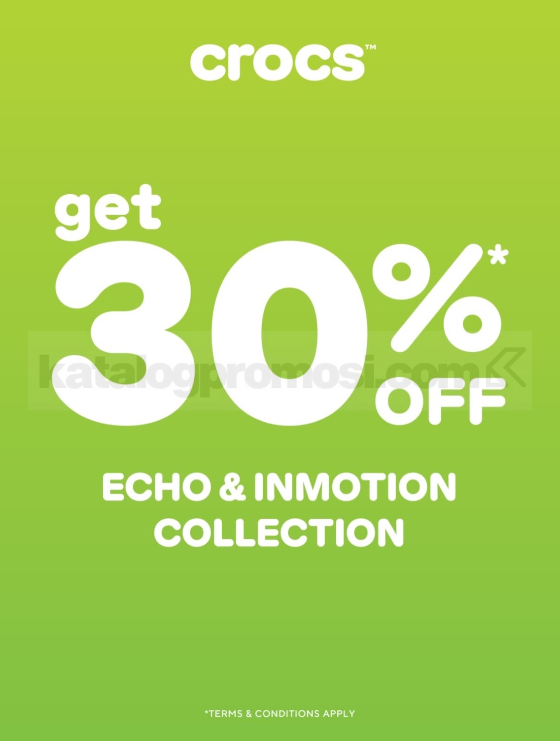 Promo Crocs Diskon 30% Echo Clog dan InMotion Clog Promo Crocs diskon 30% untuk Echo Clog dan InMotion Clog pada 23 Oktober–8 November 2026.
