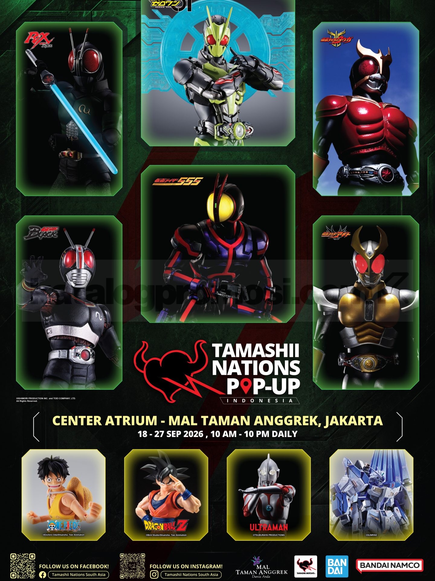 Tamashii Nations Pop Up Jakarta Hadir di Mal Taman Anggrek Tamashii Nations Pop Up Jakarta di Mal Taman Anggrek pada 18–27 September 2026 pukul 10.00–22.00.