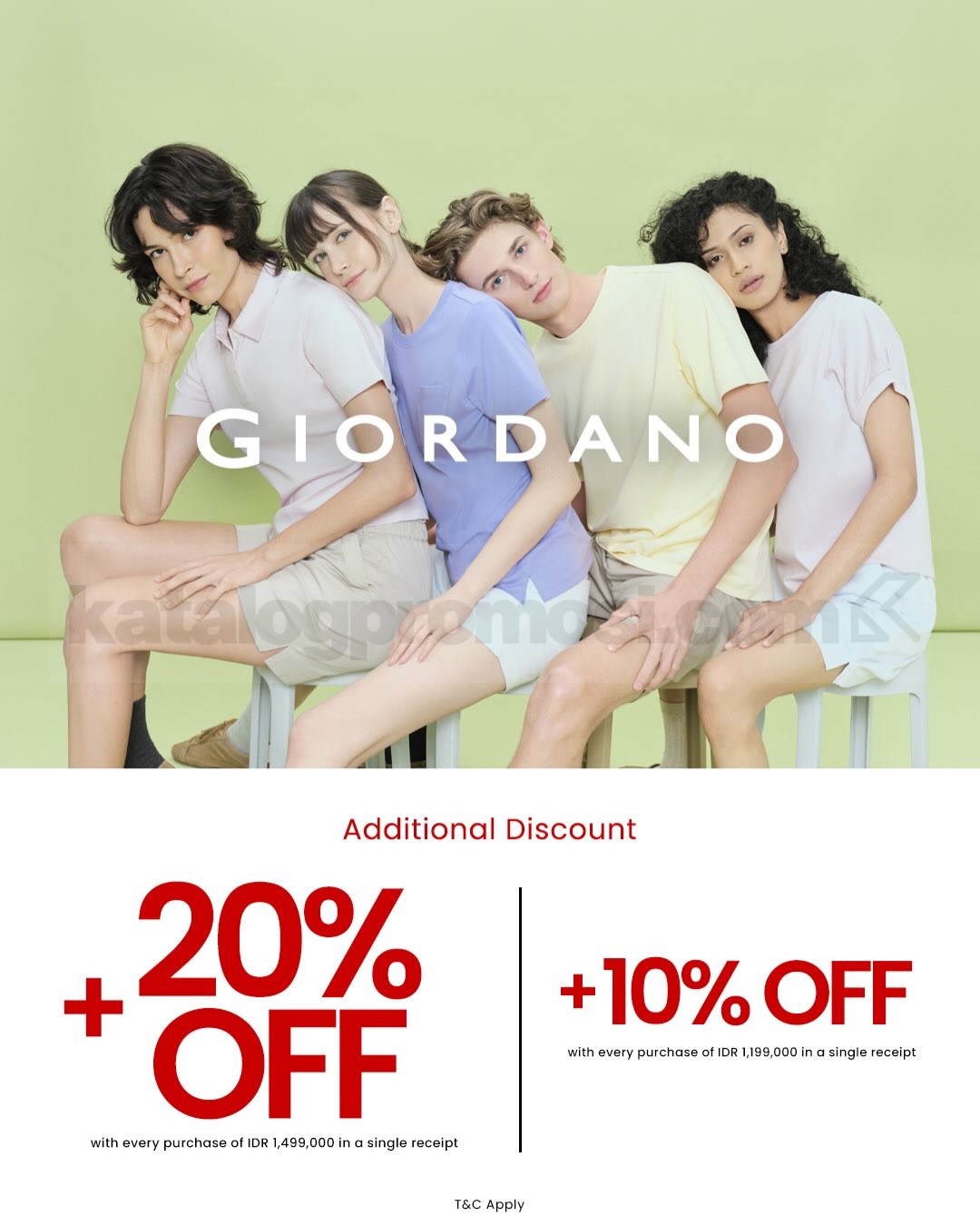 Promo Giordano Additional Discount Up To 20% Off* Promo Giordano Additional Discount Up To 20% Off dengan minimum transaksi Rp1.199.000