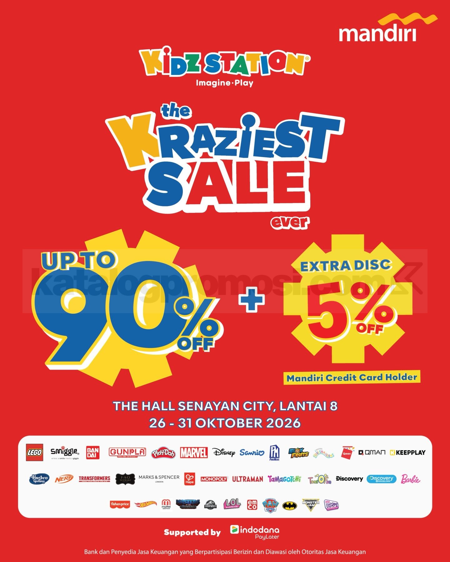 Kidz Station Krazy Sale 2026 Jakarta Diskon hingga 90% Kidz Station Krazy Sale 2026 Jakarta diskon mainan hingga 90% di Senayan City pada 26–31 Oktober 2026.