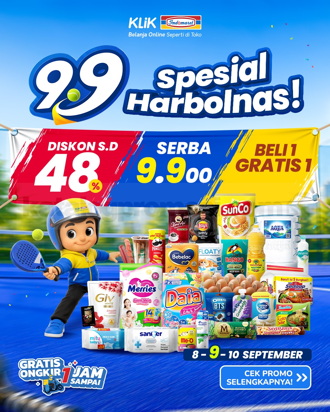 Promo Klik Indomaret 9.9 Double Date Beli 1 Gratis 1