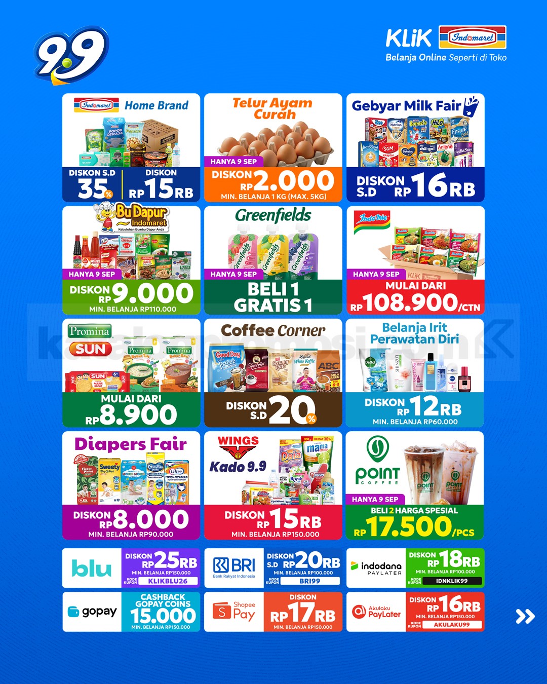 Promo Klik Indomaret 9.9 Double Date Beli 1 Gratis 1 Promo Klik Indomaret 9.9 Double Date Beli 1 Gratis 1 1