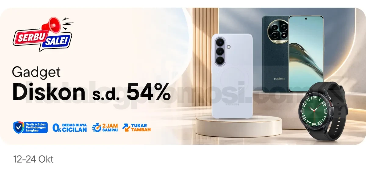 Promo Blibli Serbu Sale Gadget Diskon hingga 54% Promo Blibli Serbu Sale gadget diskon hingga 54% dengan perlindungan 6 bulan dan cicilan 0%.