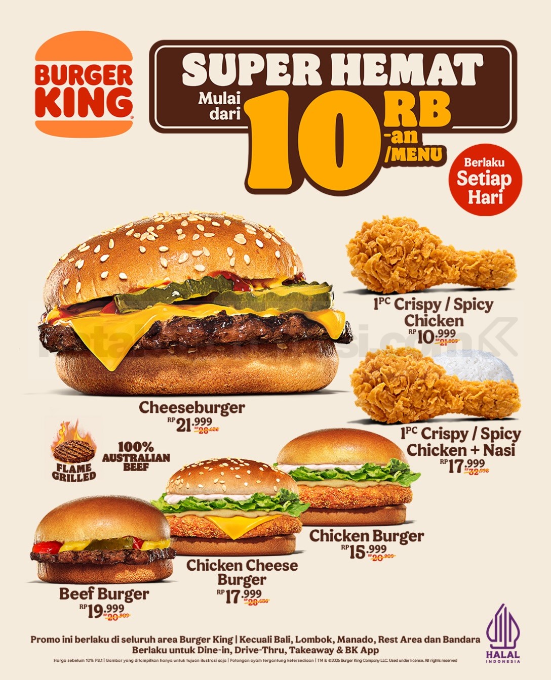 Promo Burger King Super Hemat Mulai Rp10.999 Promo Burger King Super Hemat mulai Rp10.999 dengan pilihan chicken hingga cheeseburger
