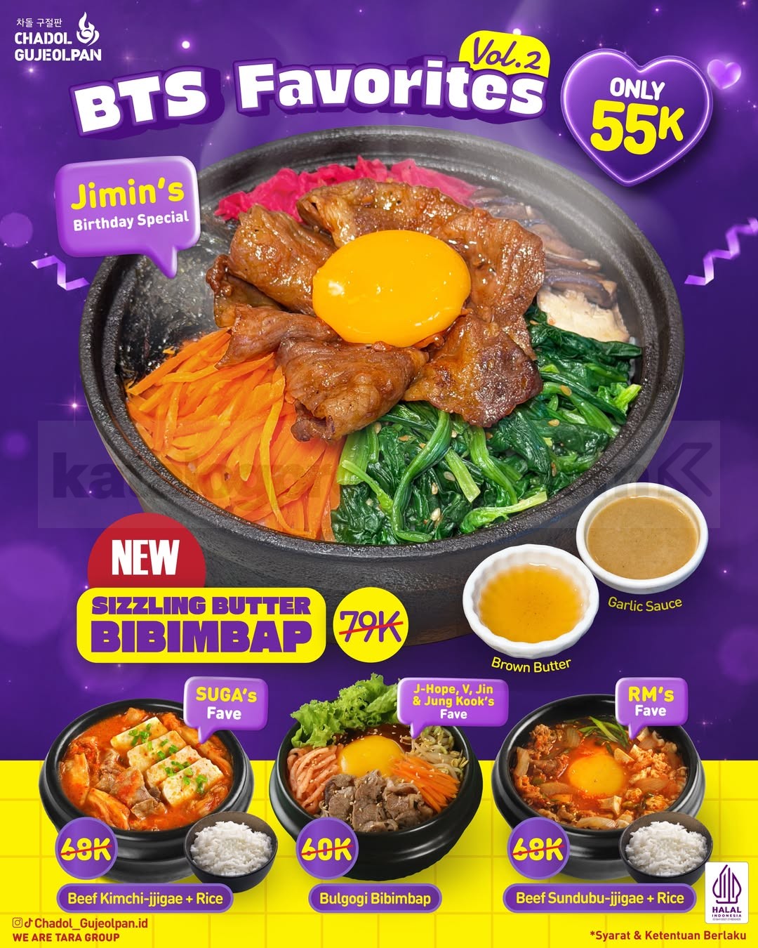 Promo Chadol Gujeolpan BTS Menu Favorit Member Rp55.000 Promo Chadol Gujeolpan BTS Menu Favorit Member Rp55.000 untuk merayakan ulang tahun Jimin