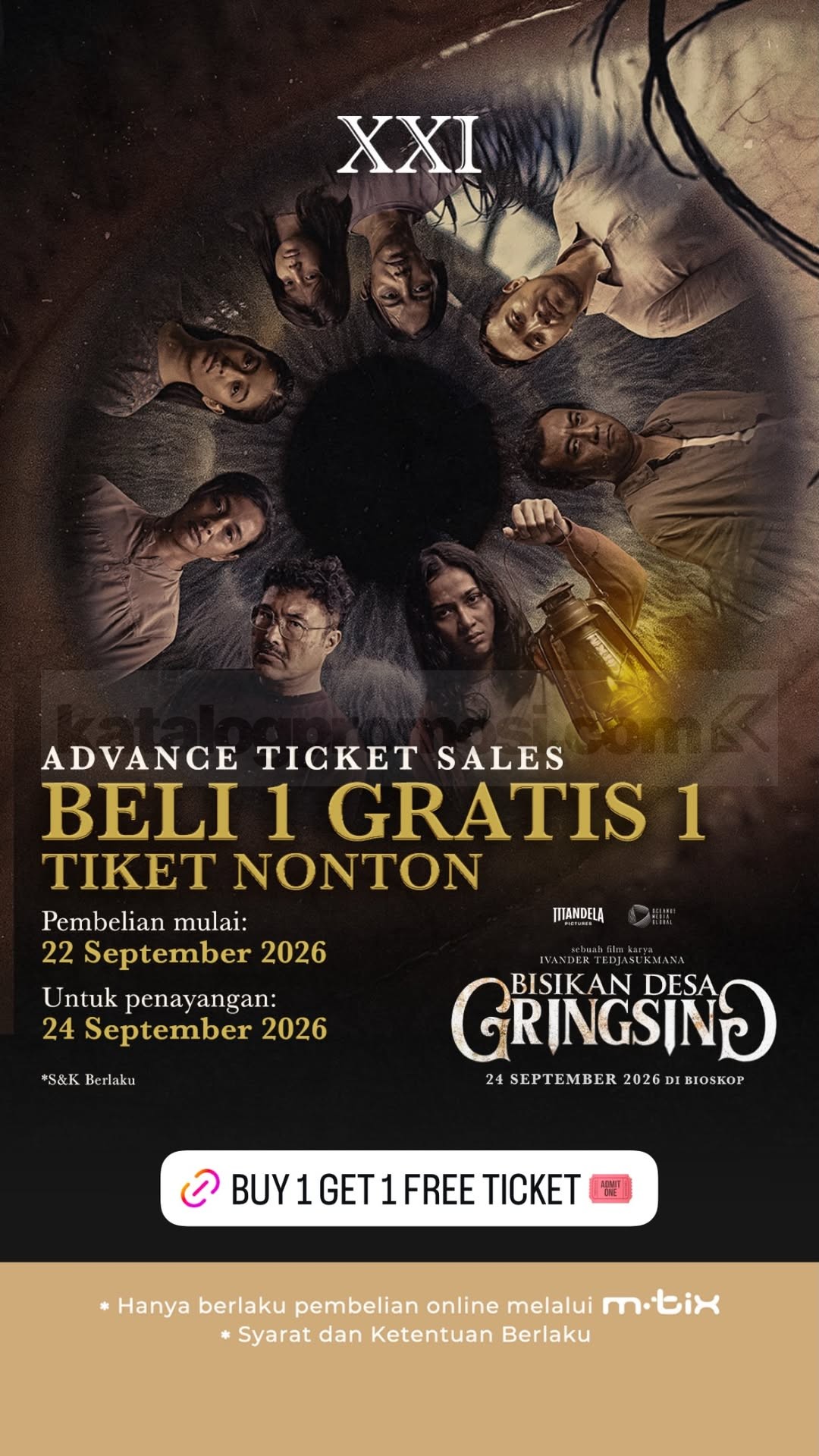 Promo Cinema XXI Beli 1 Gratis 1 Bisikan Desa Gringsing
