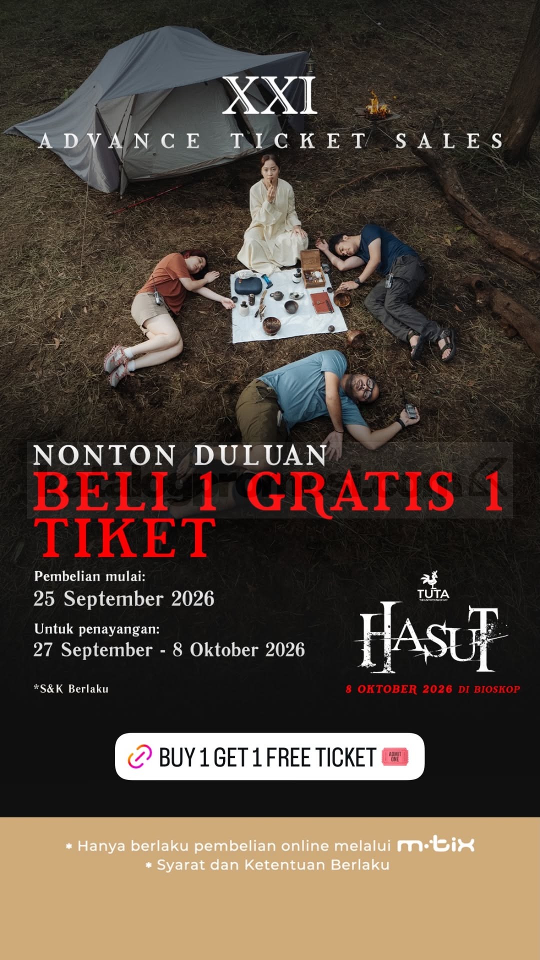 Promo Cinema XXI Beli 1 Gratis 1 Tiket Hasut Promo Cinema XXI Beli 1 Gratis 1 Tiket Hasut via m.tix untuk Special Screening di lokasi tertentu