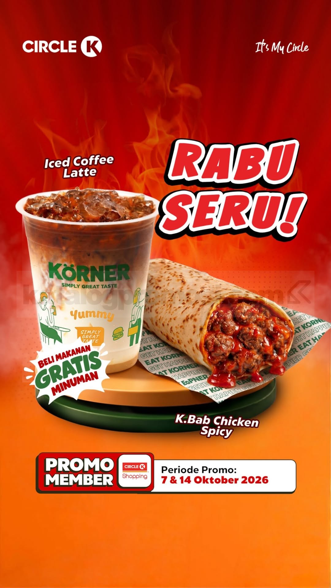Promo Circle K Rabu Seru Beli 1 Gratis 1 Promo Circle K Rabu Seru Beli 1 Gratis 1, beli K.Bab Chicken Spicy gratis Iced Coffee Latte.