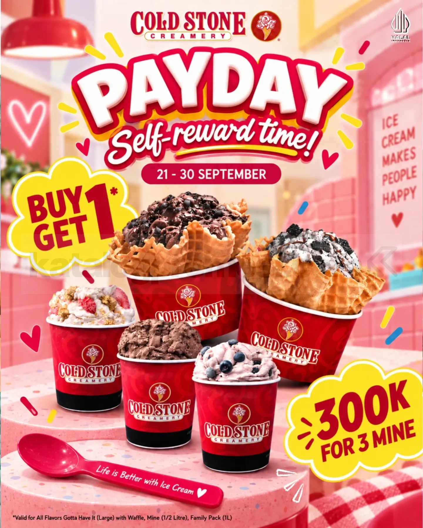 Promo Cold Stone Payday Buy 1 Get 1 Promo Cold Stone Payday Buy 1 Get 1 ice cream dan diskon 50% Ice Cream Cake