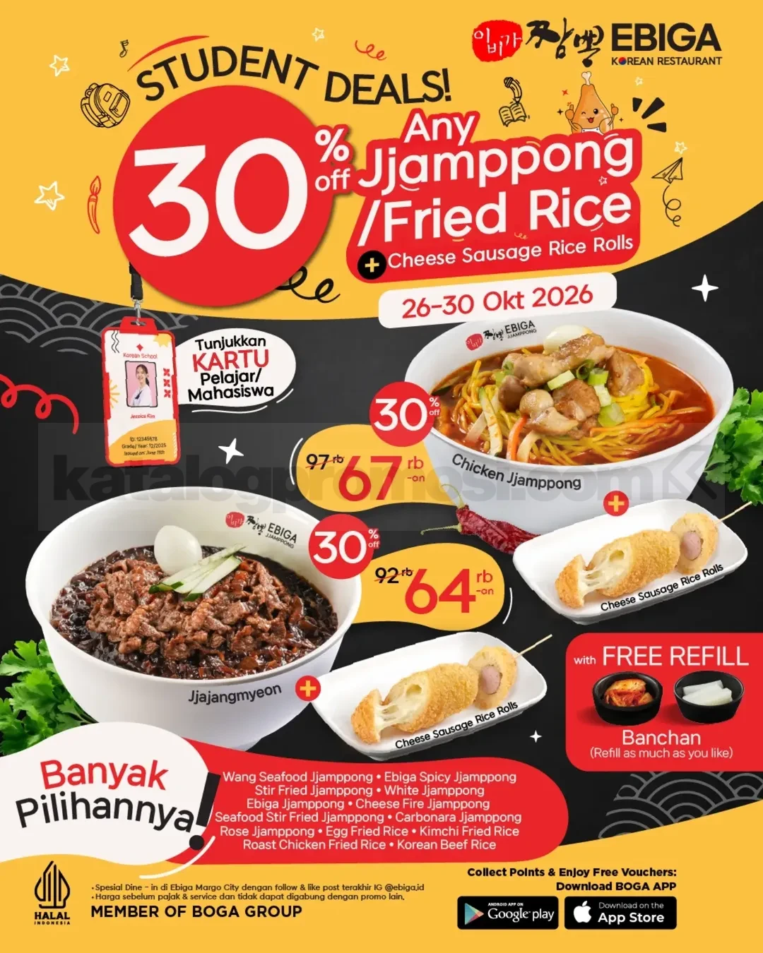 Promo Ebiga Jjamppong Student Deals Diskon 30% Promo Ebiga Jjamppong Student Deals diskon 30% untuk pelajar dan mahasiswa di MARGOCITY Depok.