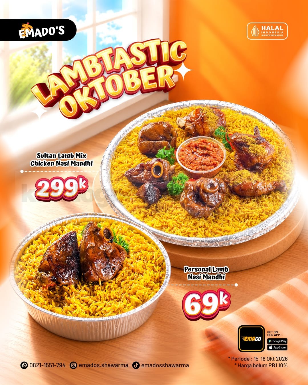 Promo Emado’s Lambtastic Oktober Nasi Mandhi Mulai Rp69.000
