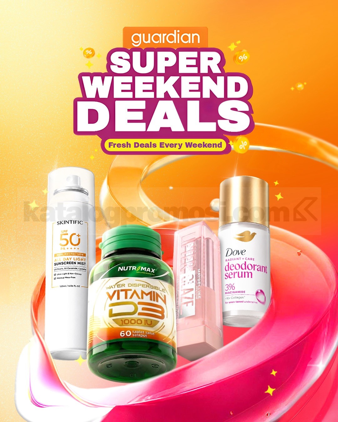 Promo Guardian Super Weekend Deals Diskon hingga 50% Promo Guardian Super Weekend Deals diskon hingga 50% untuk produk kesehatan dan kecantikan pada 8–11 Oktober 2026.