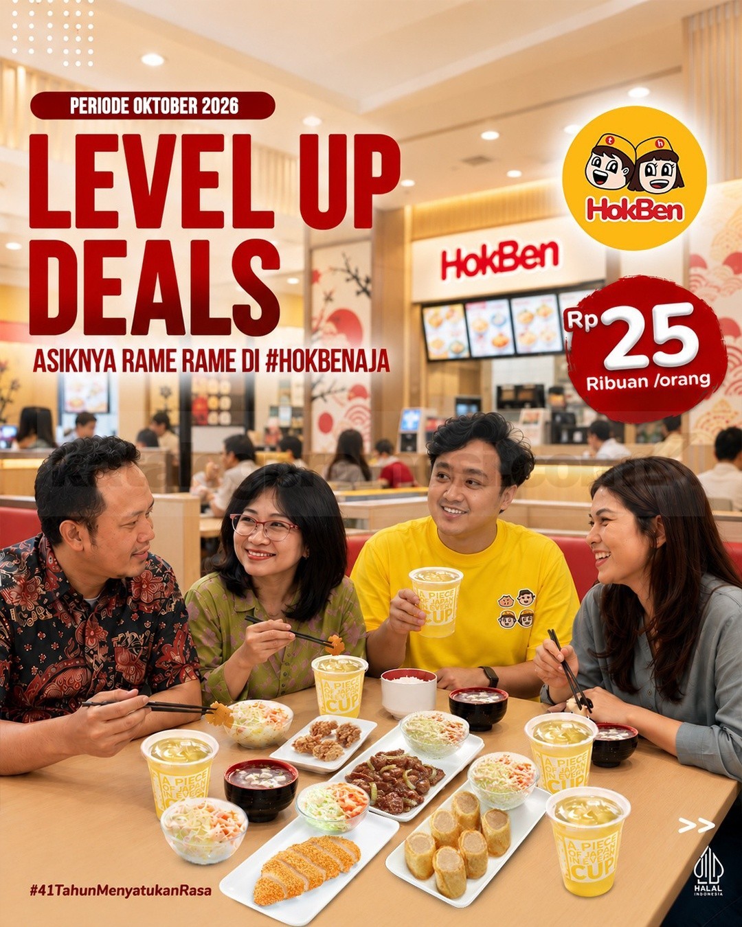 Promo HokBen Level Up Deals Mulai Rp25 Ribuan Promo HokBen Level Up Deals mulai Rp25 ribuan dengan gratis menu dan Ocha edisi Oktober 2026