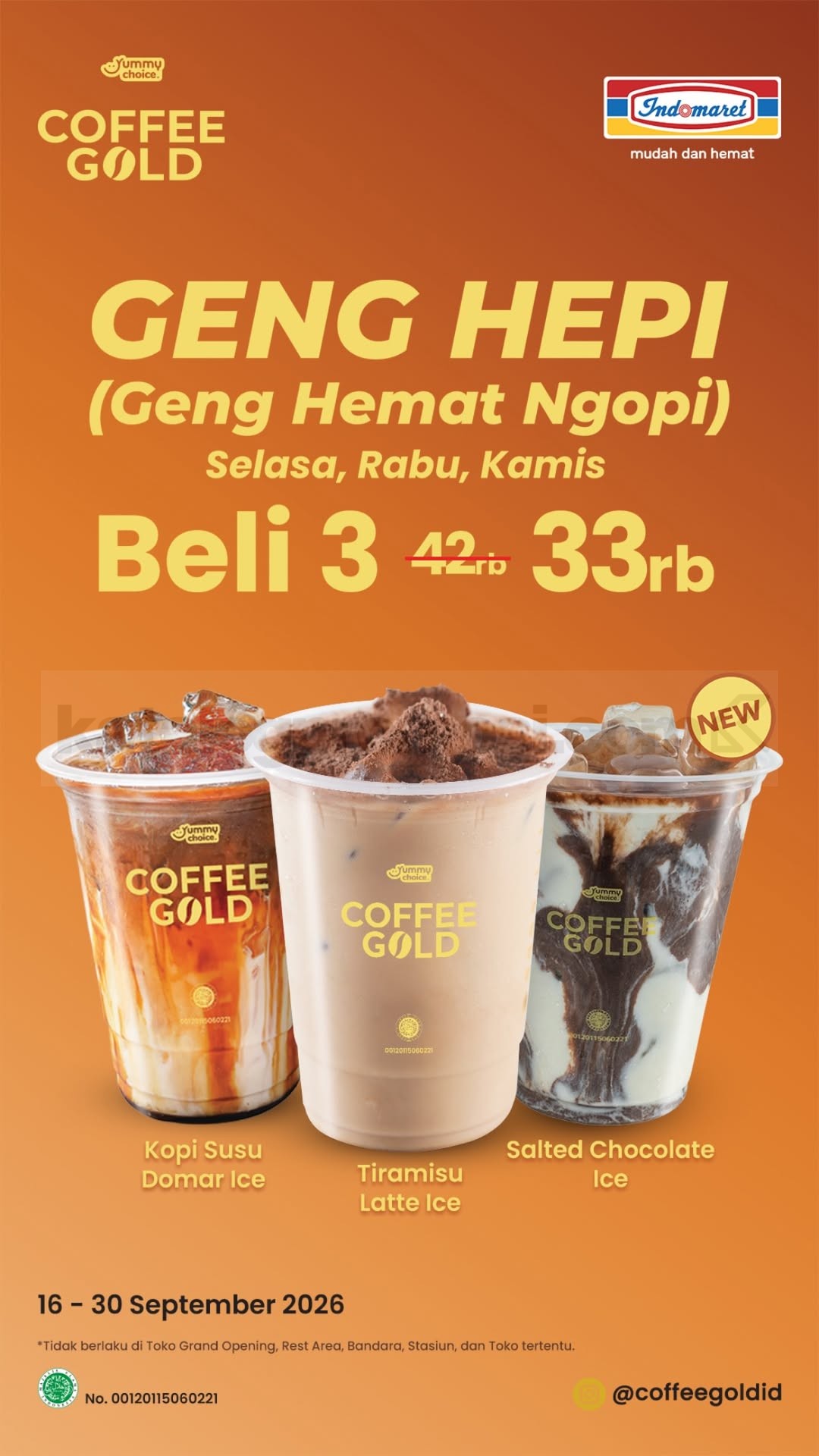 Promo Indomaret Coffee Gold Geng Hepi Beli 3 Rp33.000