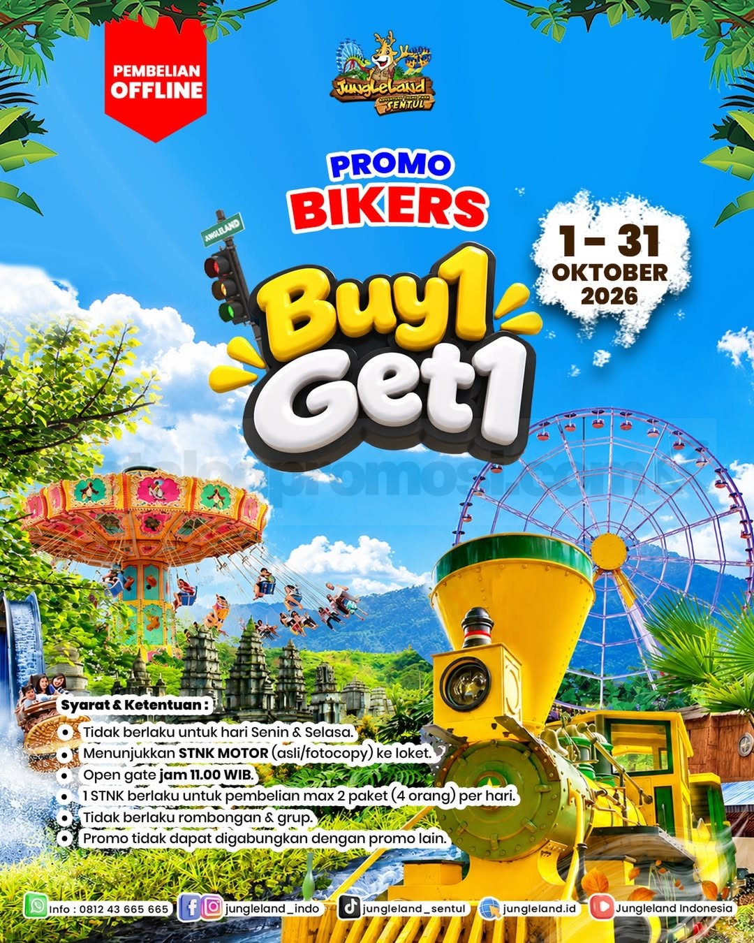 Promo JungleLand Bikers Beli 1 Gratis 1 Tiket Masuk