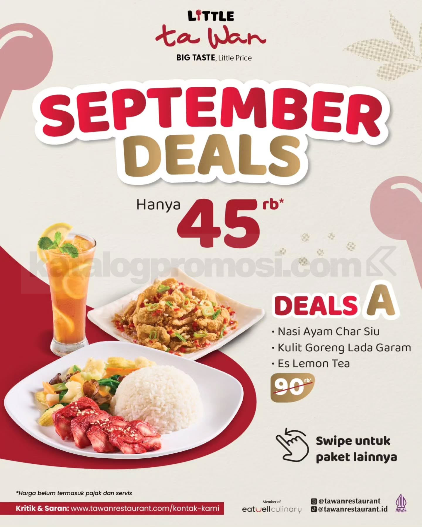 Promo Little Ta Wan September Deals Rp45.000 Promo Little Ta Wan September Deals Rp45.000 dengan dua pilihan paket makan lengkap