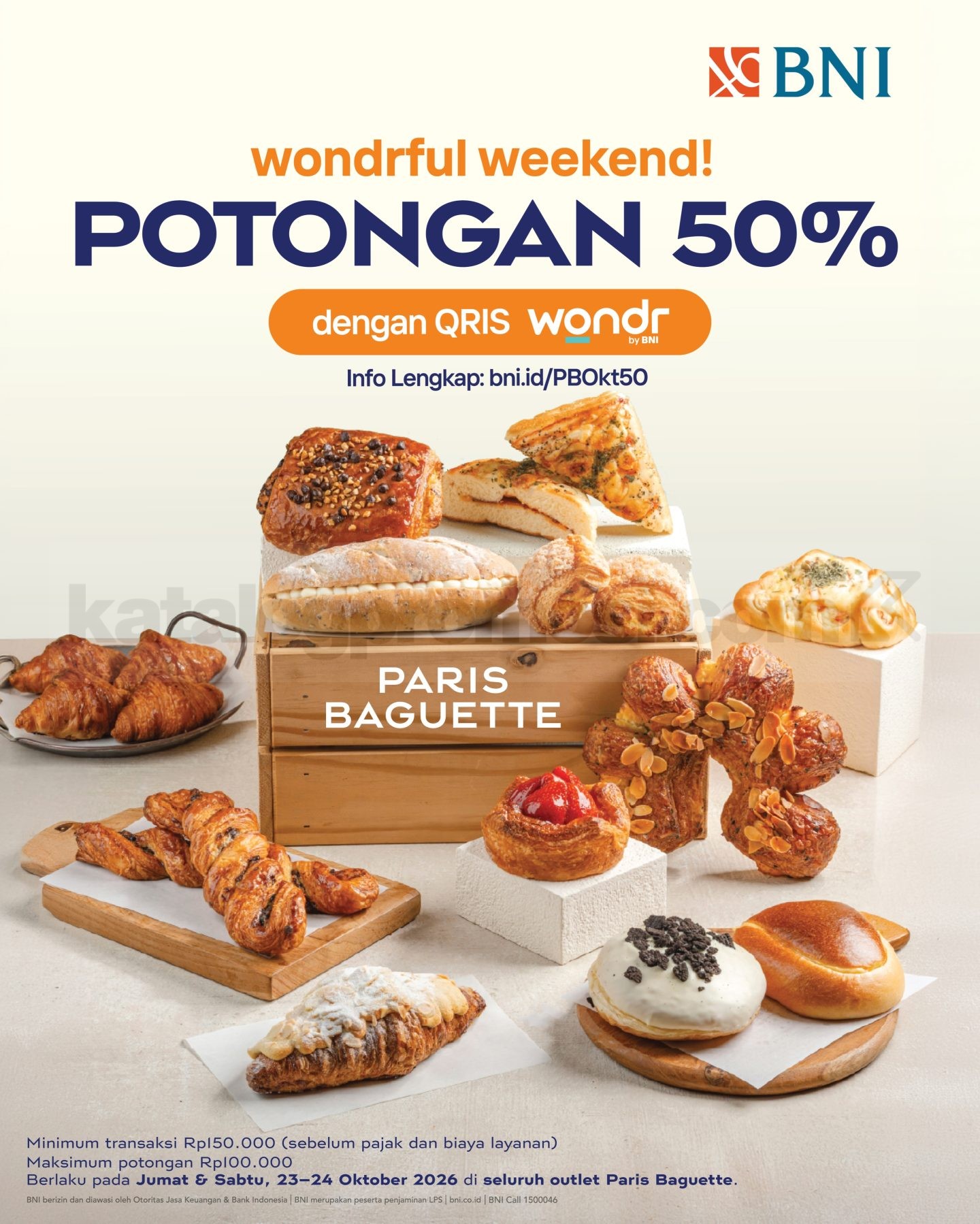 Promo Paris Baguette BNI Wondrful Weekend Diskon 50%