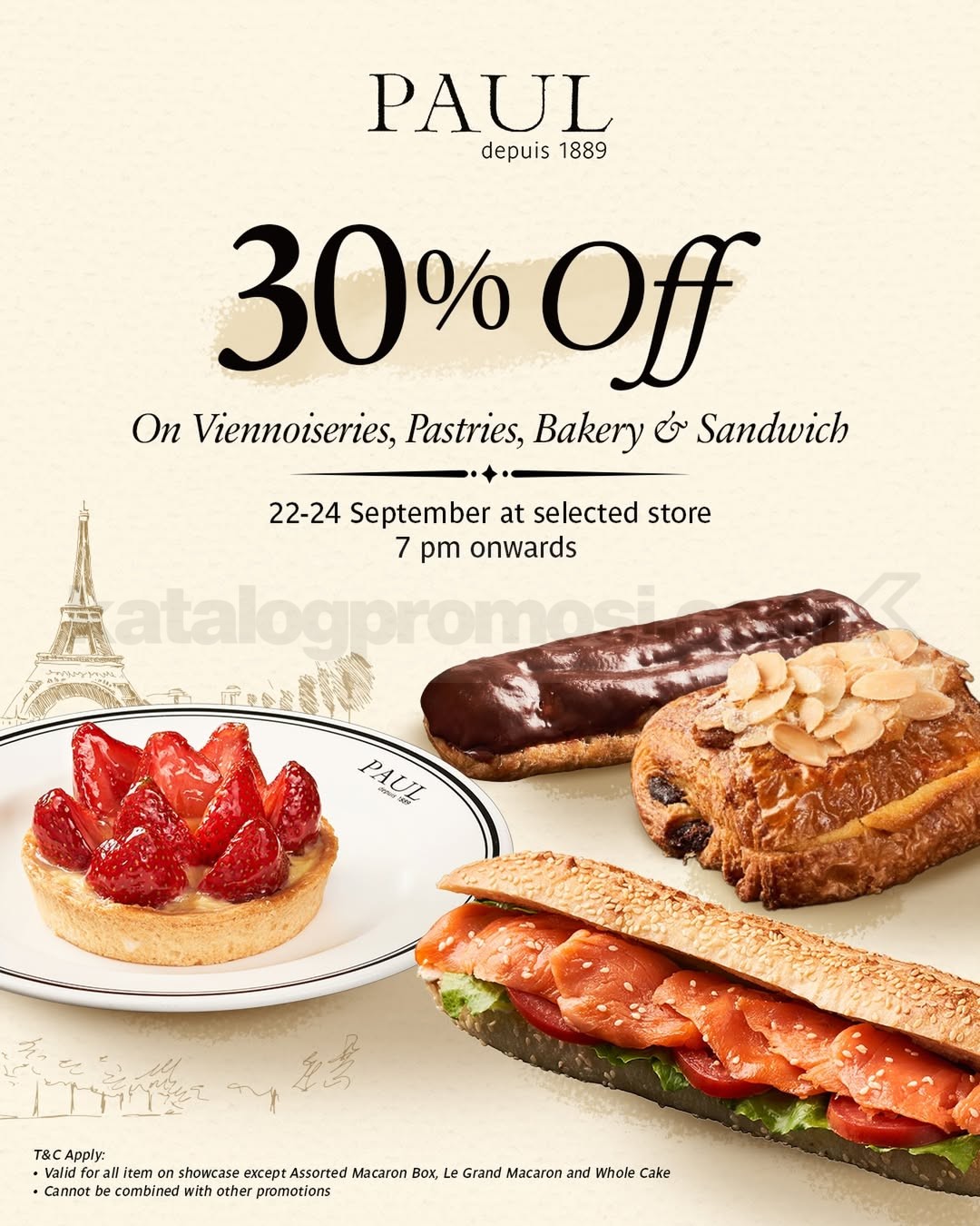 Promo PAUL Menu Pilihan Diskon 30% Promo PAUL Menu Pilihan Diskon 30% untuk viennoiseries, pastries, bakery dan sandwiches