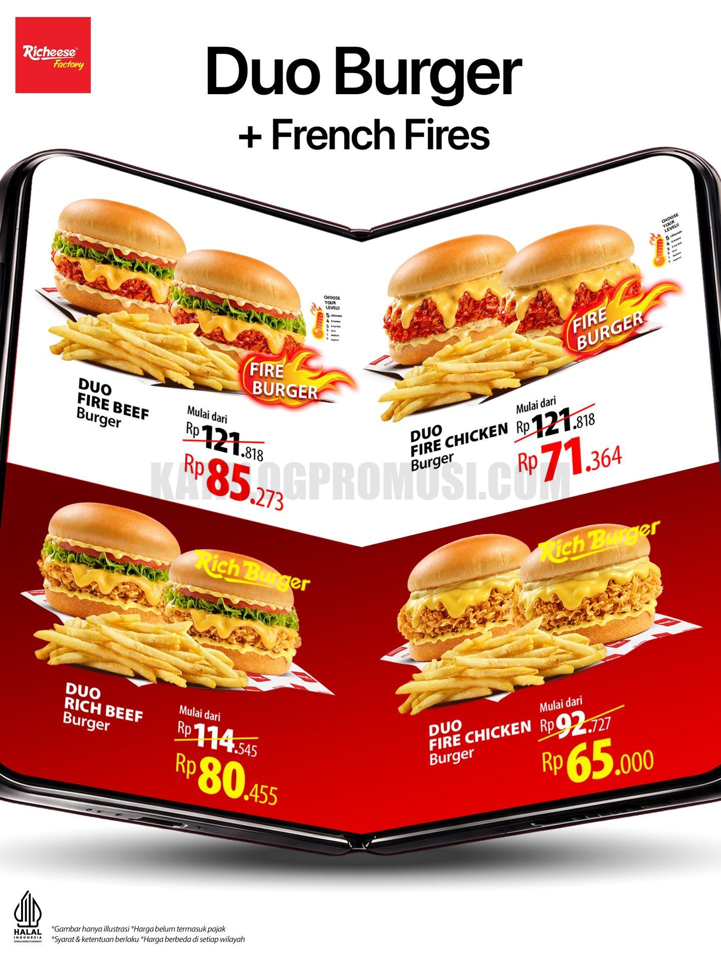 Promo Richeese Factory Duo Burger Mulai Rp65.000 Promo Richeese Factory Duo Burger Mulai Rp65.000 1