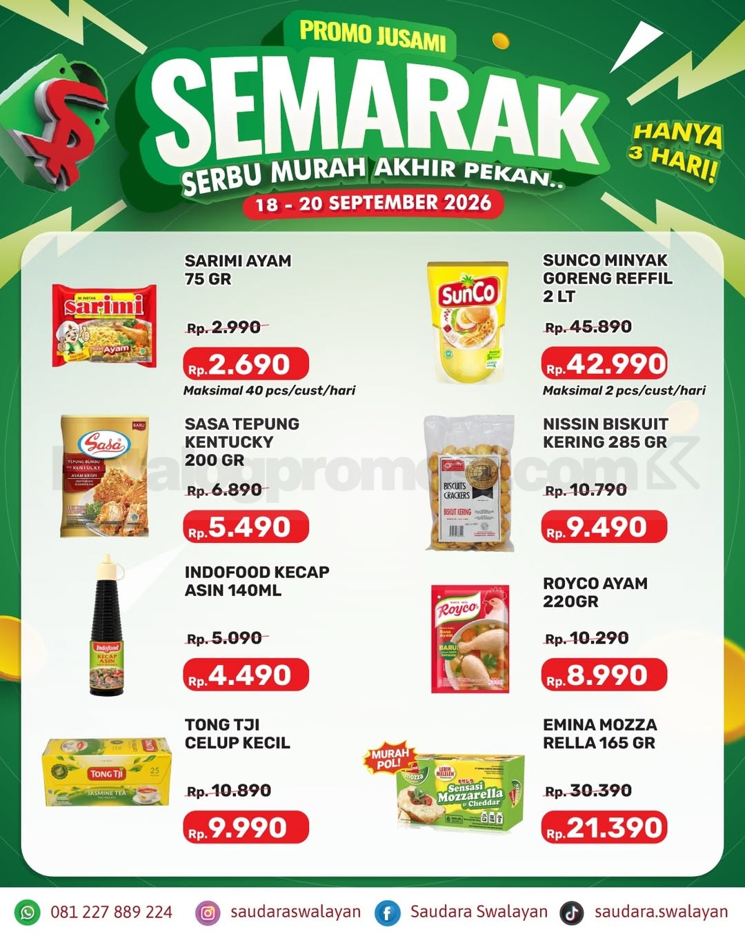 Promo Saudara Swalayan Jusami Semarak 18-20 September 2026 Promo Saudara Swalayan Jusami Semarak 18-20 September 2026