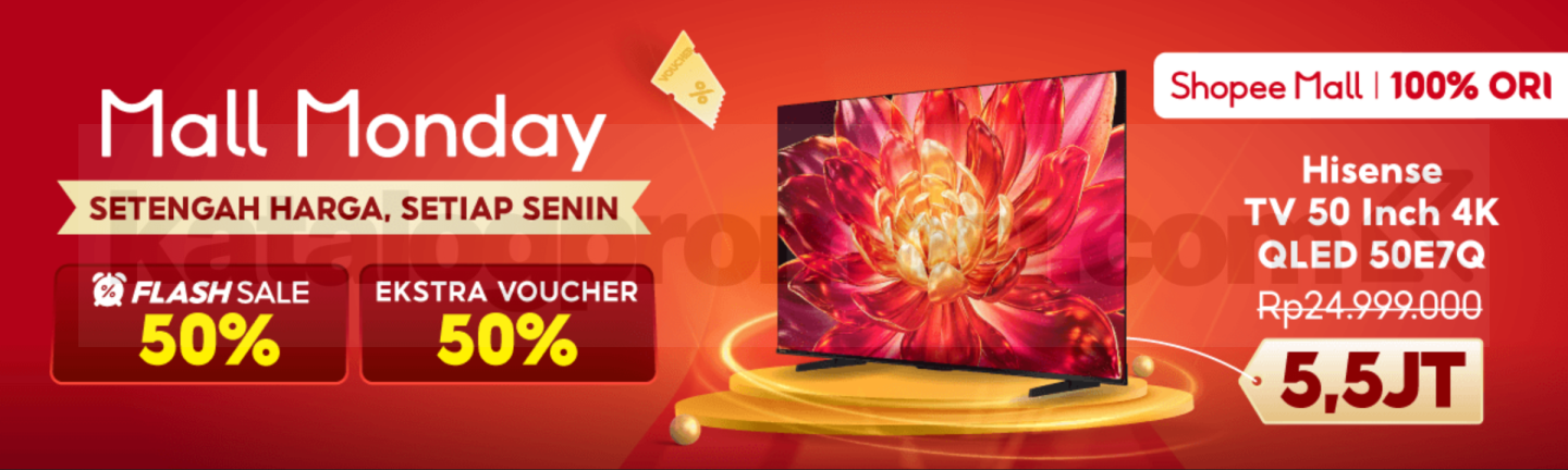 Promo Shopee Mall Monday Diskon hingga 50% Promo Shopee Mall Monday diskon hingga 50% untuk berbagai brand dan voucher belanja pada 12 Oktober 2026