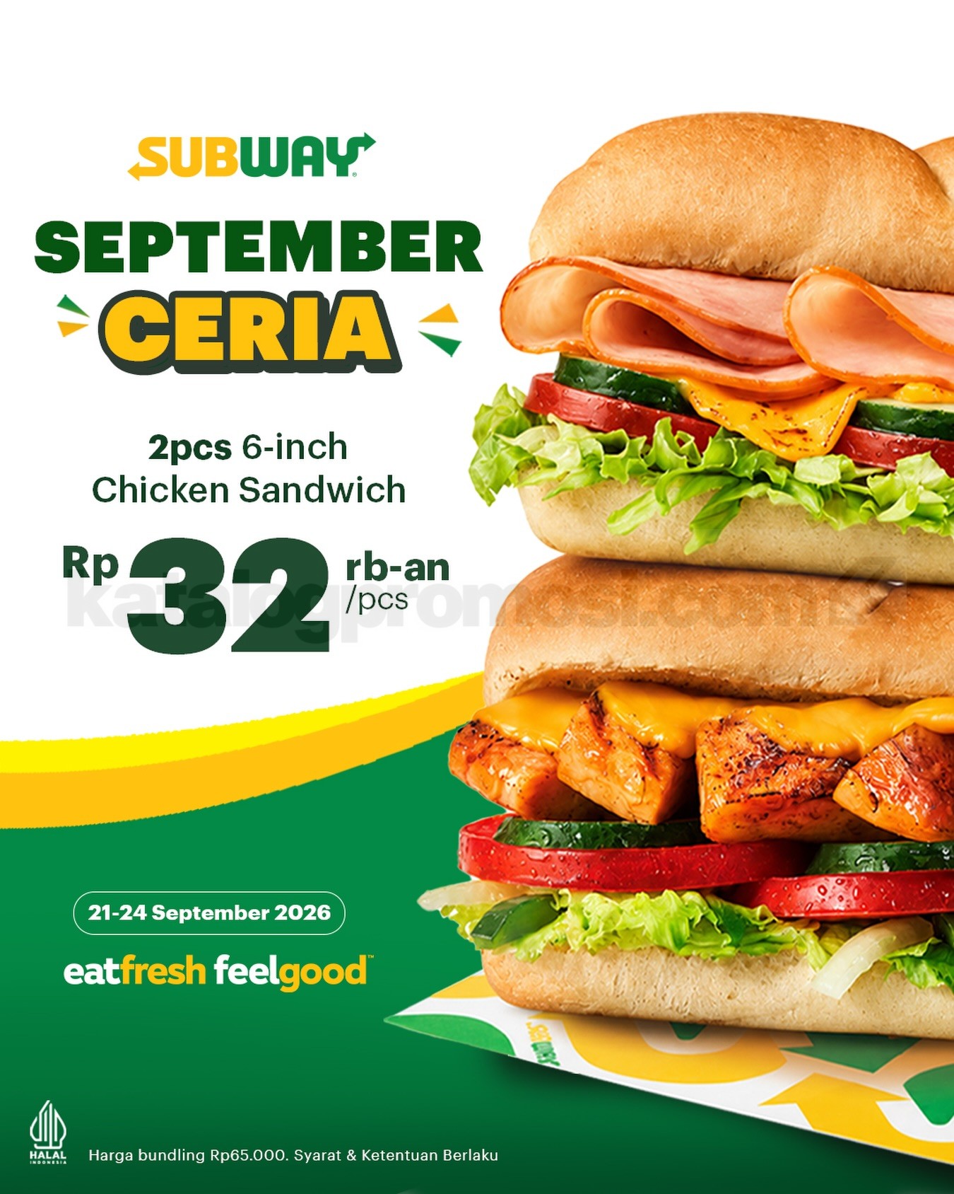 Promo Subway September Ceria Chicken Sandwich Rp32 Ribuan