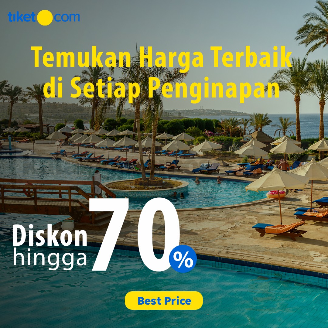 Promo Tiket.com Diskon Hotel hingga 70% Promo Tiket.com diskon hotel hingga 70% untuk berbagai destinasi favorit periode 1–30 September 2026