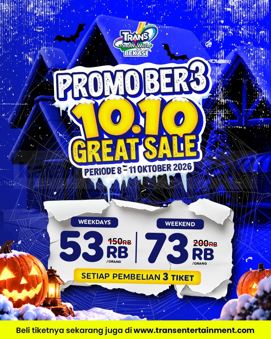 Promo Trans Snow World Bekasi 10.10 Great Sale Mulai Rp53.000 Promo Trans Snow World Bekasi 10.10 Great Sale dengan harga tiket mulai Rp53.000