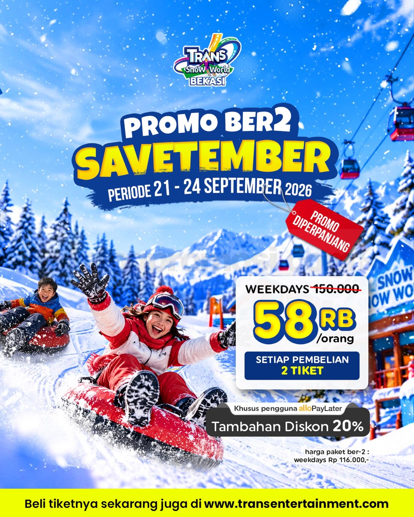 Promo Trans Snow World Bekasi Savetember Ber-2 Rp58.000
