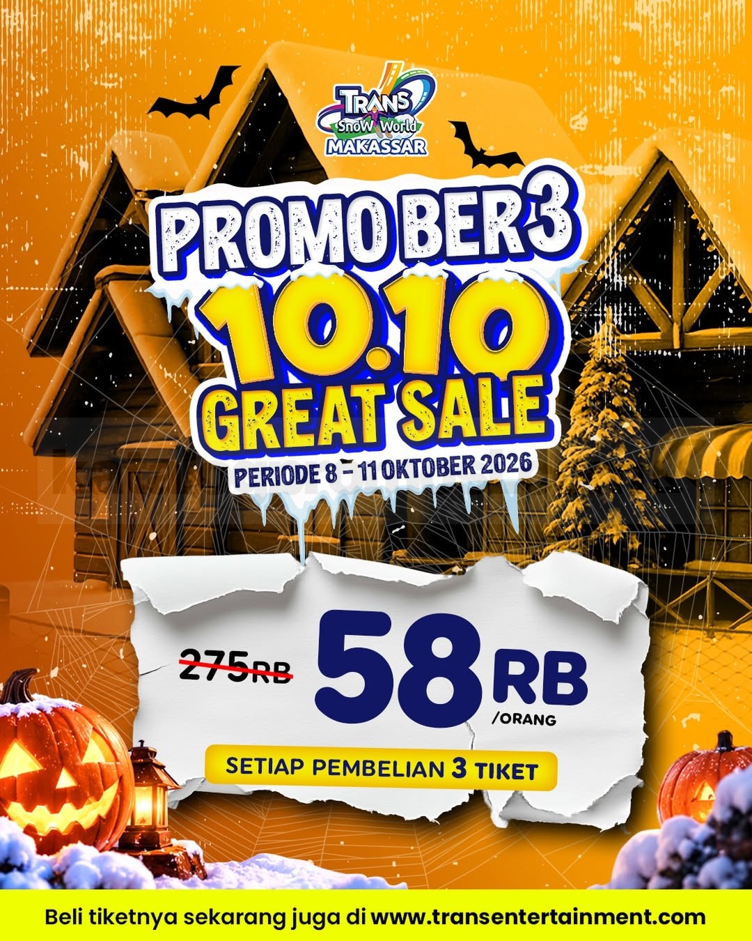 Promo Trans Snow World Makassar 10.10 Great Sale Rp58.000 Promo Trans Snow World Makassar 10.10 Great Sale Rp58.000 untuk pembelian 3 tiket