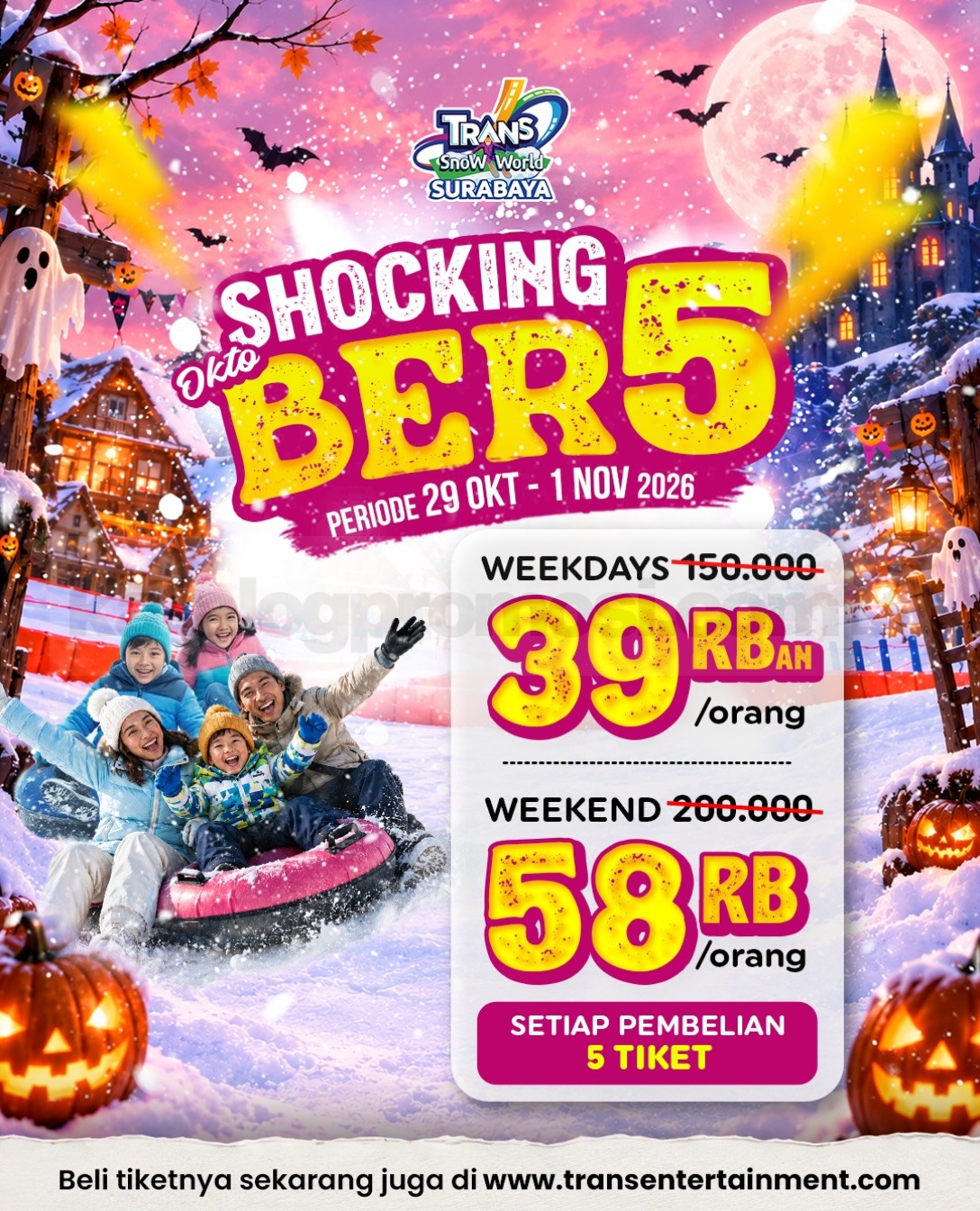 Promo Trans Snow World Surabaya Shocking Okto Ber5 Mulai Rp39.000 Promo Trans Snow World Surabaya Shocking Okto Ber5 dengan harga tiket mulai Rp39.000 per orang.