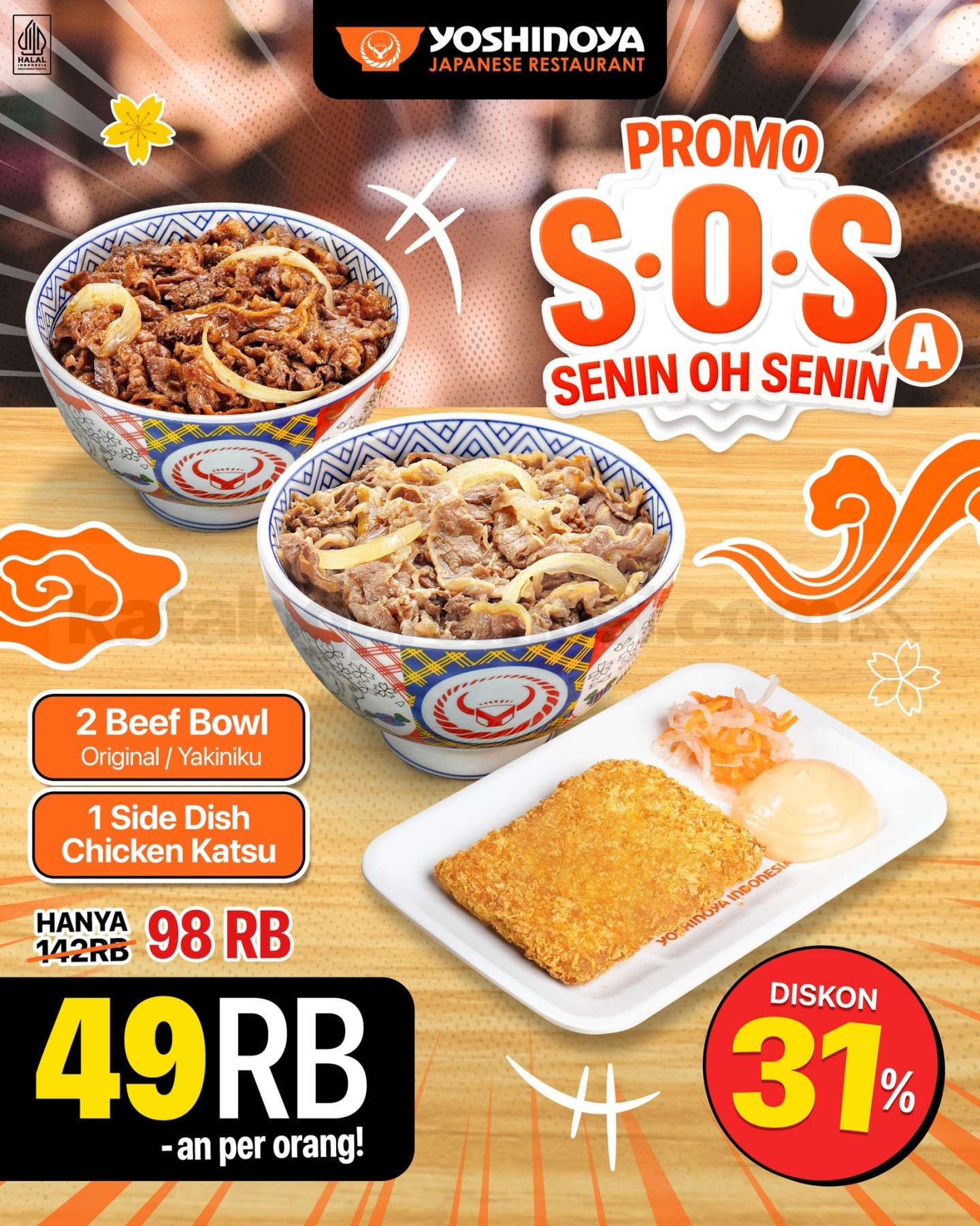 Promo Yoshinoya S.O.S Senin Oh Senin Diskon Hingga 43% Promo Yoshinoya S.O.S Senin Oh Senin Diskon Hingga 43% 1