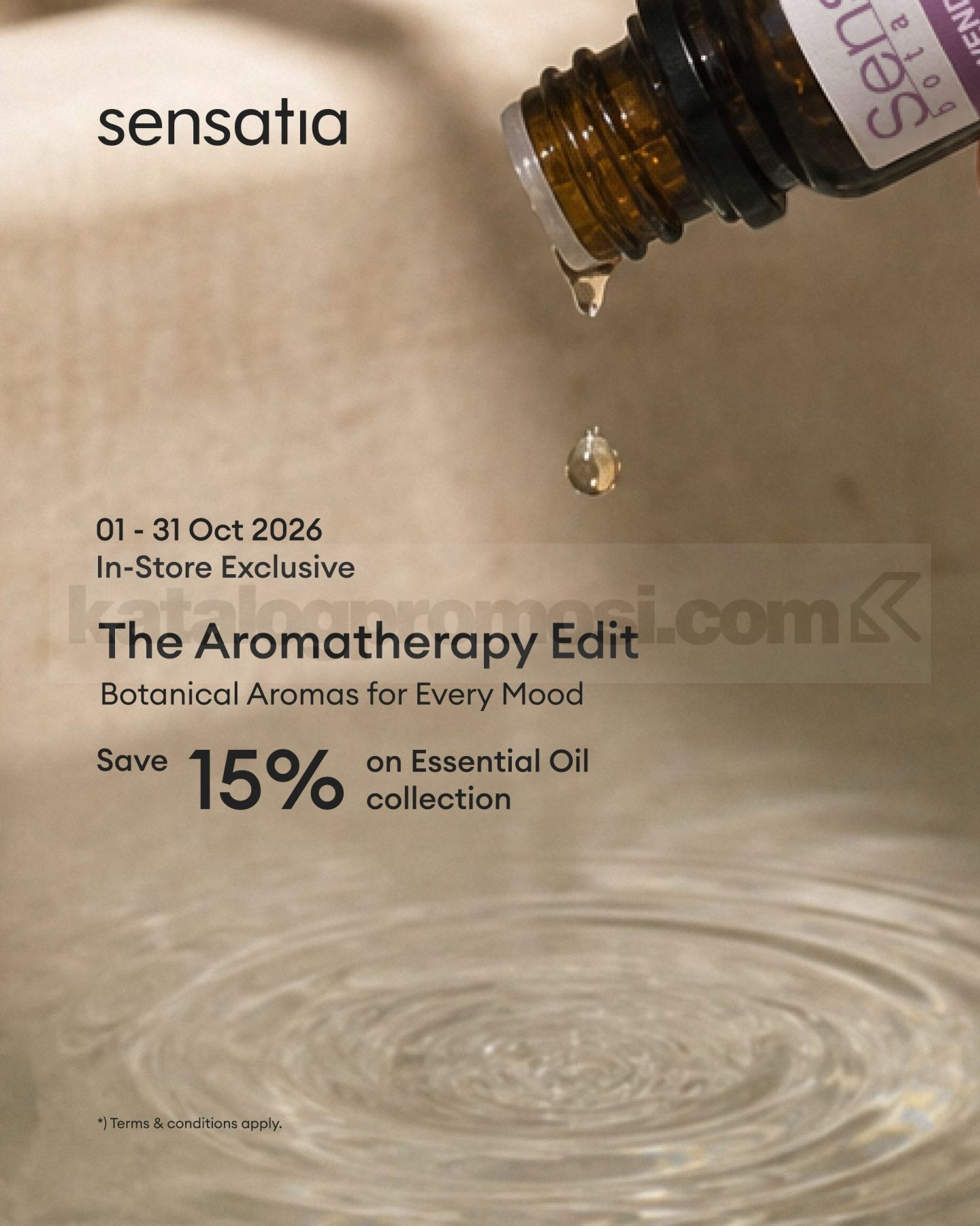 Promo Sensatia Botanicals Essential Oil Diskon 15% Promo Sensatia Botanicals Essential Oil diskon 15% untuk koleksi aroma botani selama bulan Oktober.