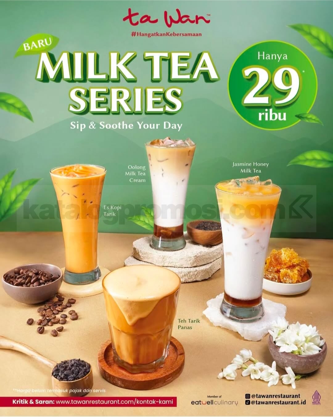 Promo Ta Wan Minuman Creamy Mulai Rp. 29 Ribu Promo Ta Wan Minuman Creamy Mulai Rp29 Ribu dengan pilihan minuman teh, kopi, dan teh tarik