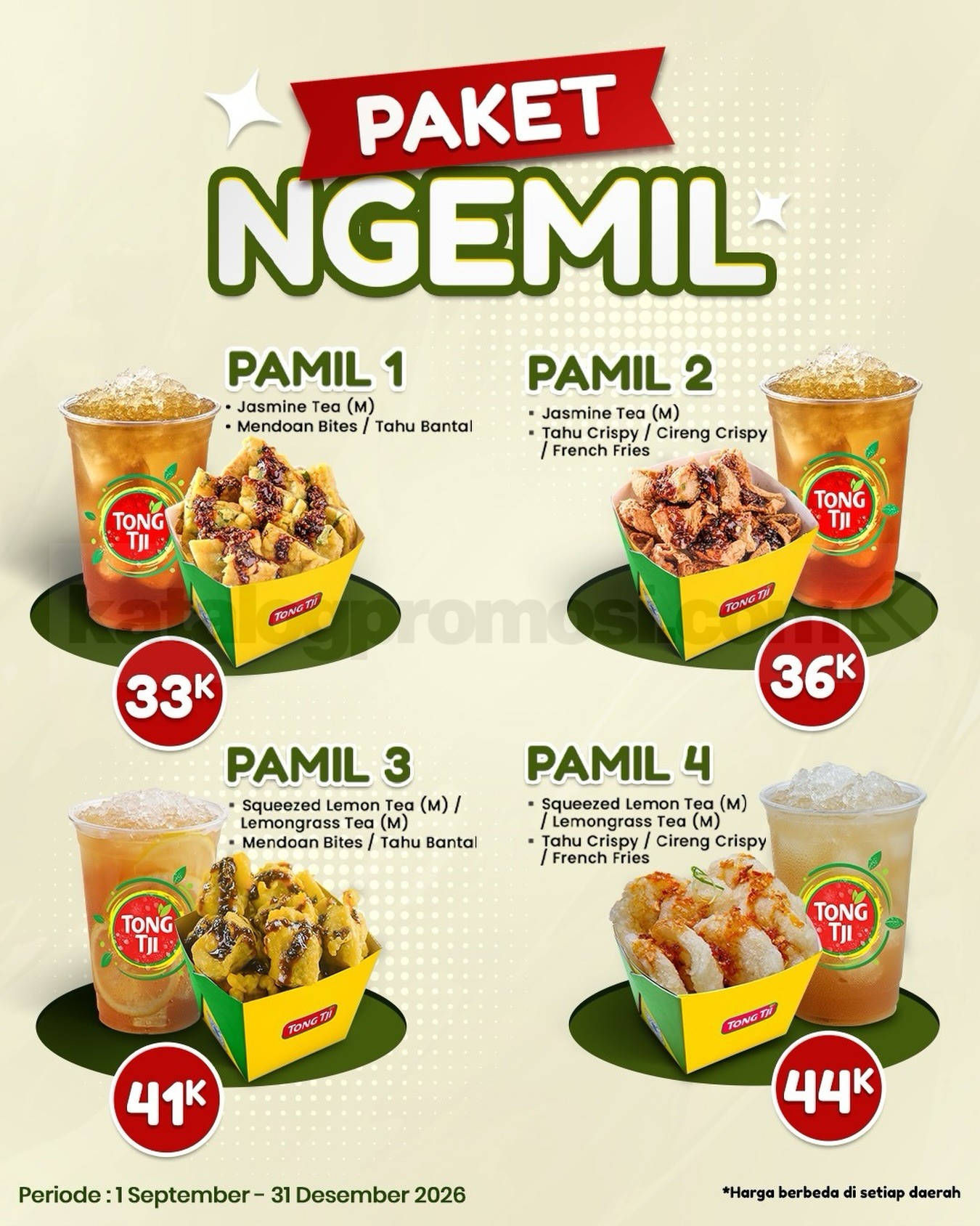 Promo Tong Tji Point Paket Ngemil Mulai Rp33.000 Promo Tong Tji Point Paket Ngemil mulai Rp33.000 dengan pilihan PAMIL 1 hingga PAMIL 4