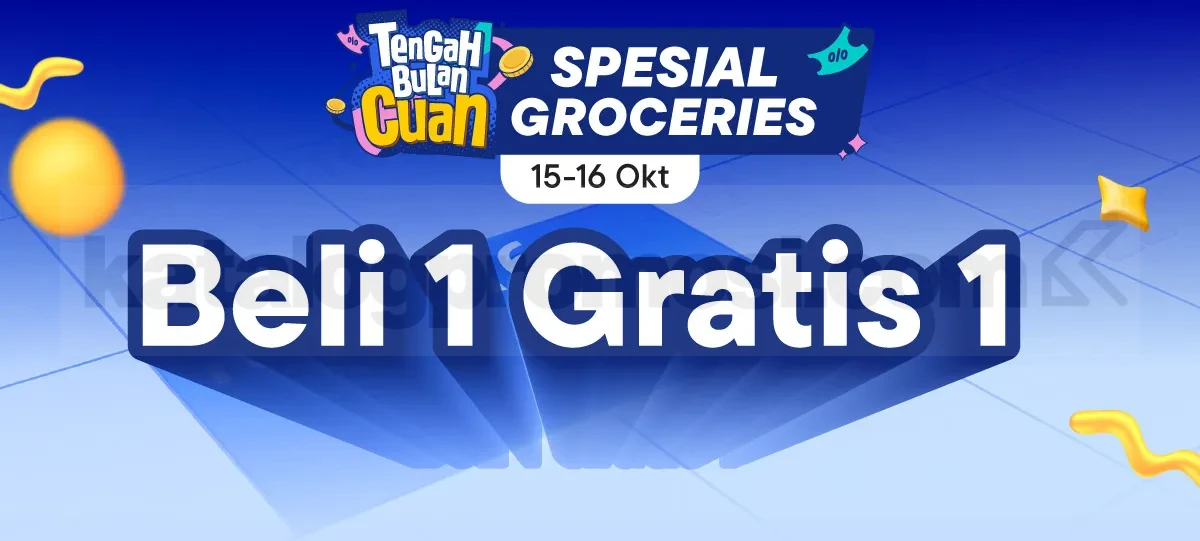Promo Blibli Tengah Bulan Cuan Beli 1 Gratis 1 Promo Blibli Tengah Bulan Cuan Beli 1 Gratis 1 dengan diskon hingga 70% dan Serba Kilat Deals mulai Rp5.000.