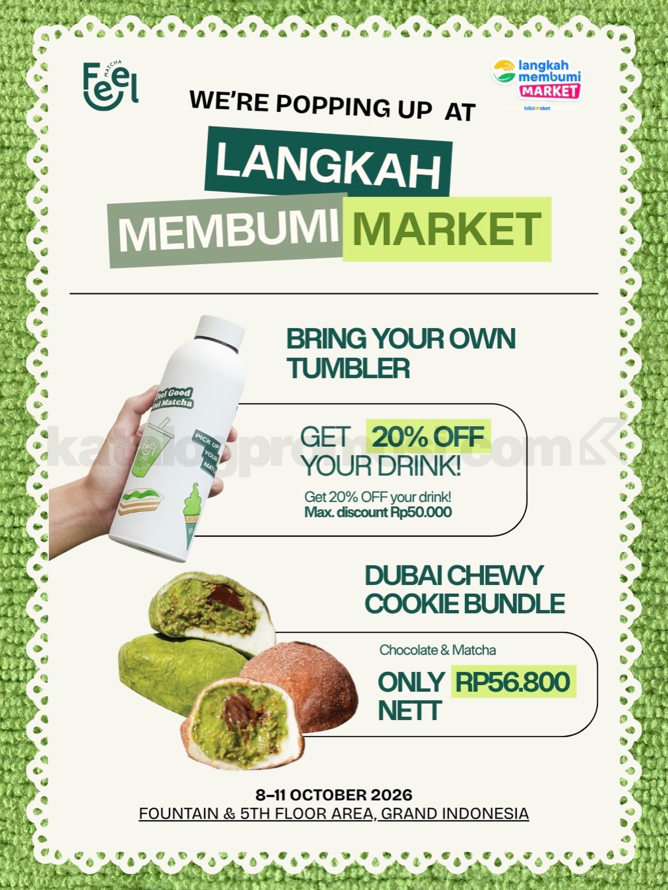 Promo Feel Matcha Opening Diskon 20% dan Bundle Rp56.800 Promo Feel Matcha Opening diskon 20% dan Dubai Chewy Cookie Bundle Rp56.800 di Grand Indonesia