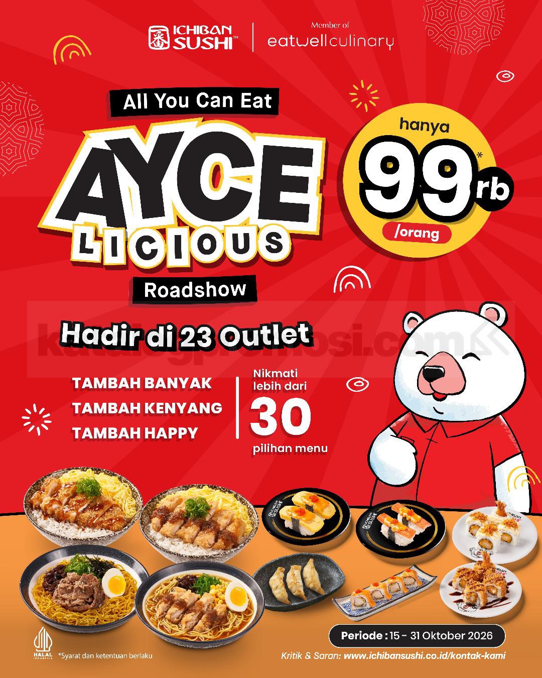 Promo Ichiban Sushi AYCElicious Sepuasnya cuma Rp99.000!