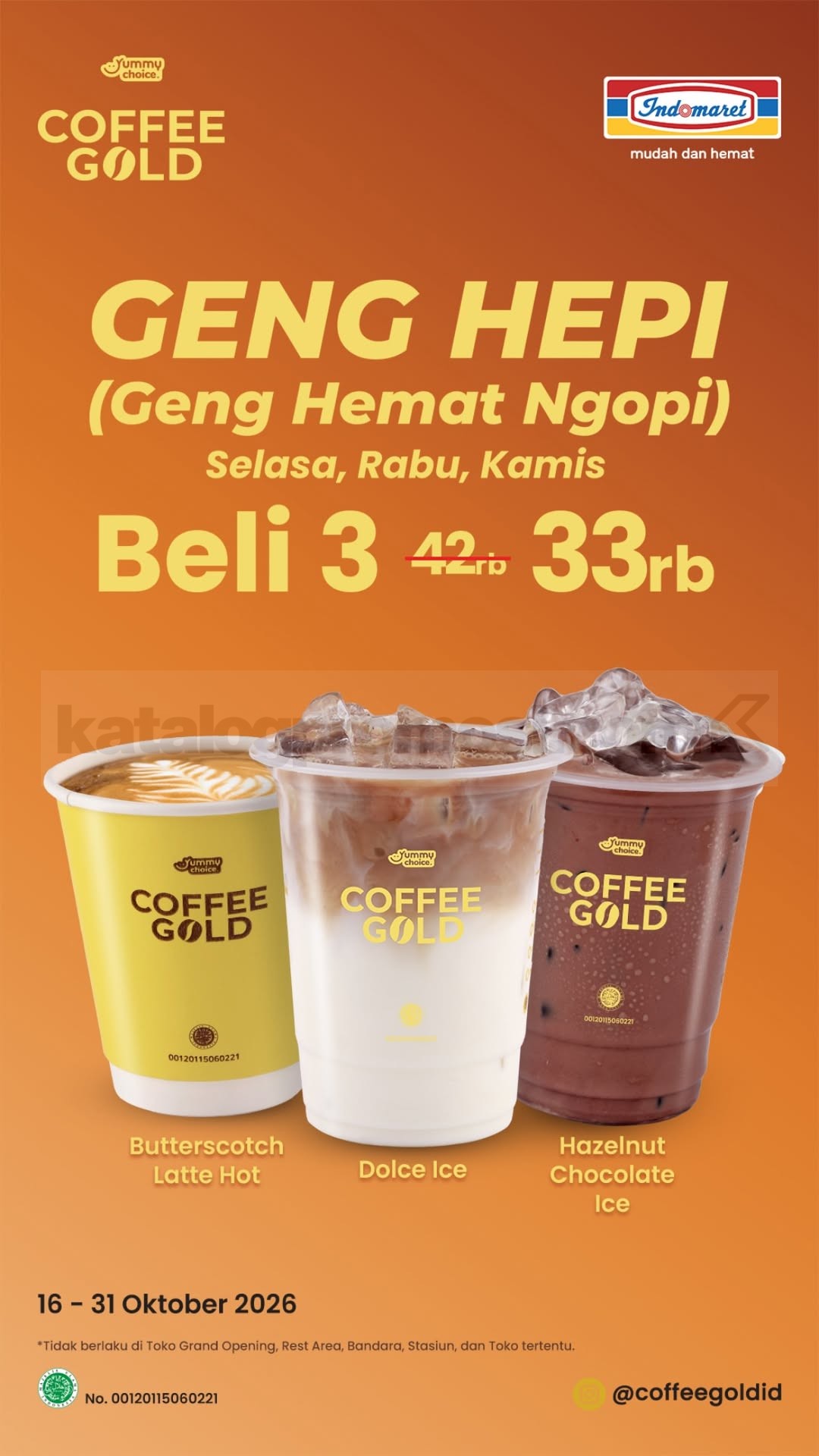 Promo Indomaret Coffee Gold Geng Hepi Beli 3 Rp33.000