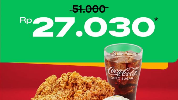 Promo KFC x Indodana PayLater diskon 47% Menu Super Besar 2 menjadi Rp. 27.030 pada 18 Oktober 2026.