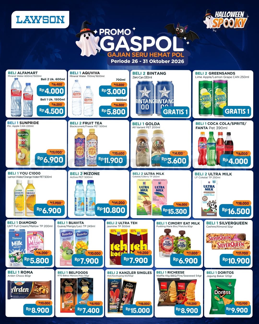 Promo Lawson GASPOL Gajian Seru Hemat Pol 26–31 Oktober 2026 Promo Lawson GASPOL Gajian Seru Hemat Polll mulai Rp3.000 dengan penawaran minuman, camilan, dan kebutuhan harian.