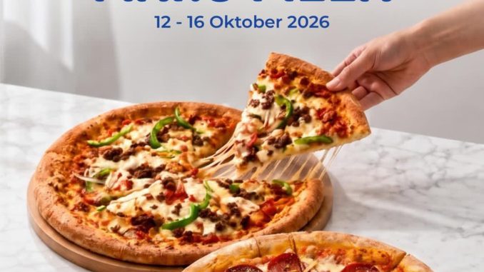 Promo Maru Donat Beli 1 Gratis 1 Pizza 12–16 Oktober 2026 dengan pilihan pizza gratis Pepperoni atau Cheesy Melt.