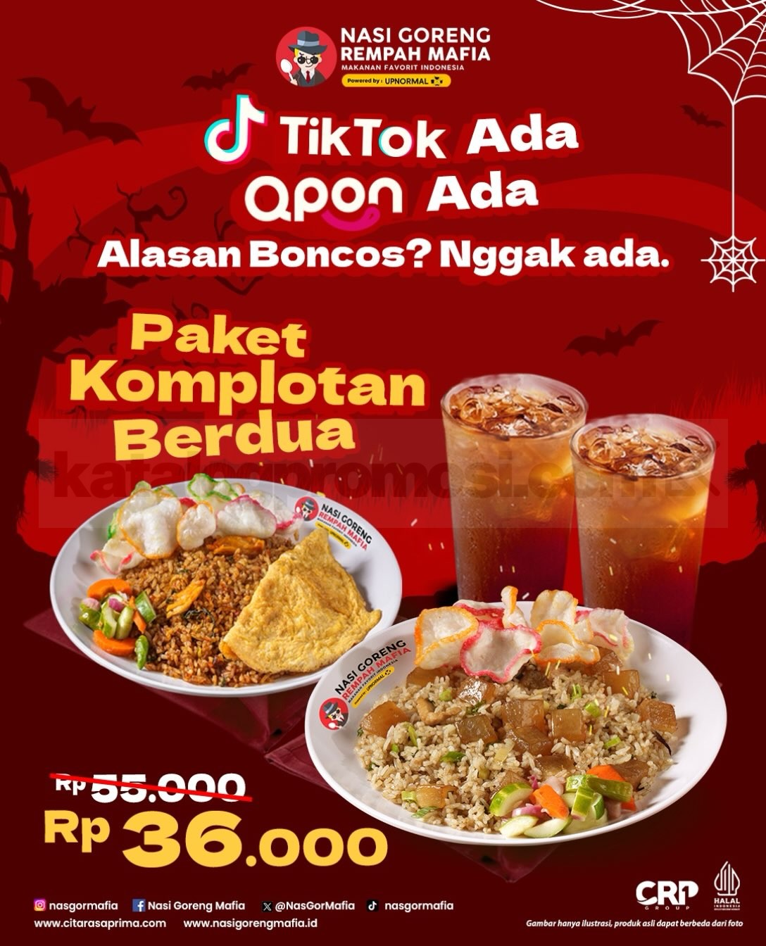 Promo Nasgor Mafia Paket Komplotan Berdua Rp36.000 Promo Nasgor Mafia Paket Komplotan Berdua Rp36.000 untuk makan bersama lebih hemat.