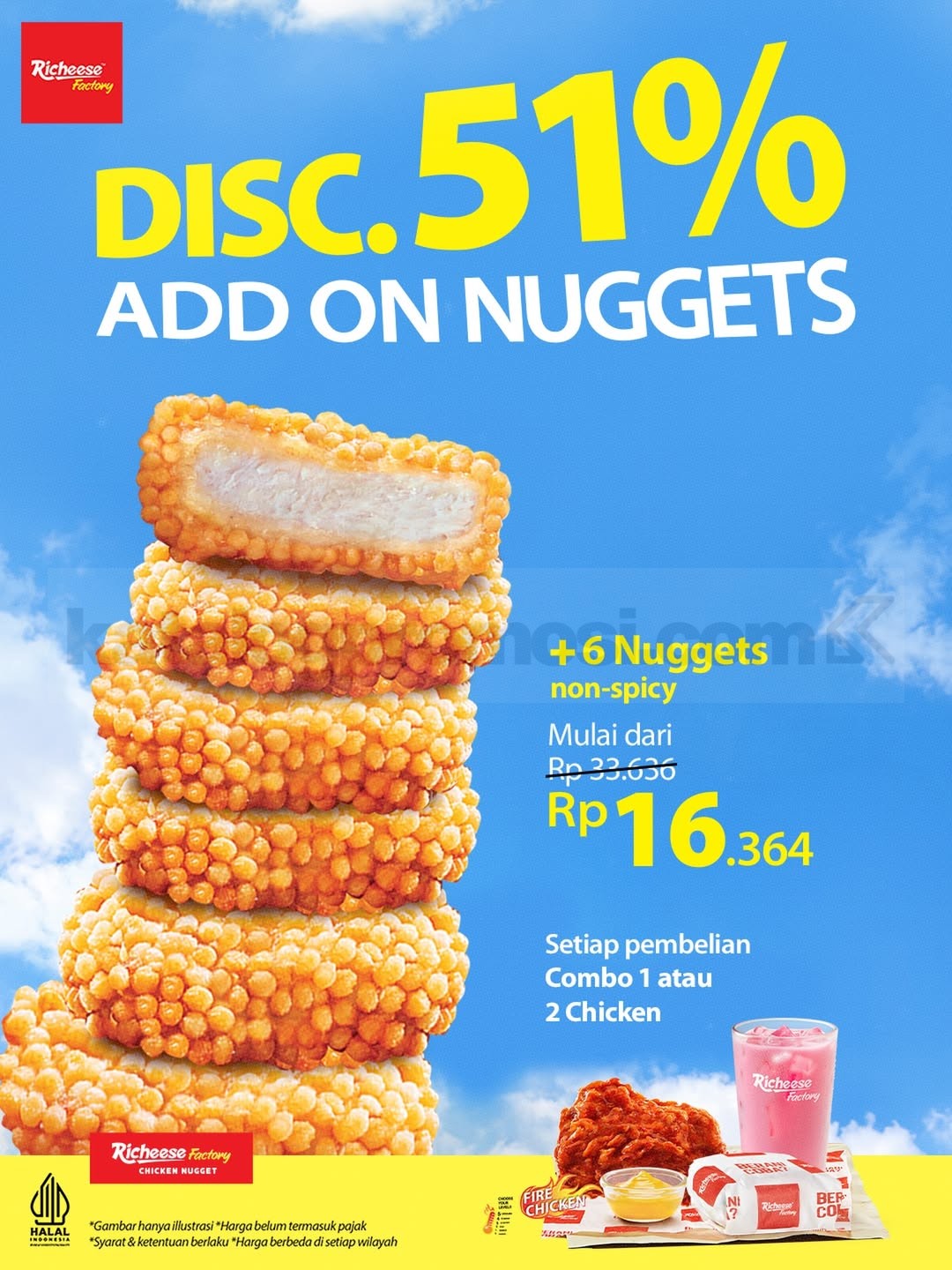 Promo Richeese Factory Add On 6 Nuggets Diskon 51%